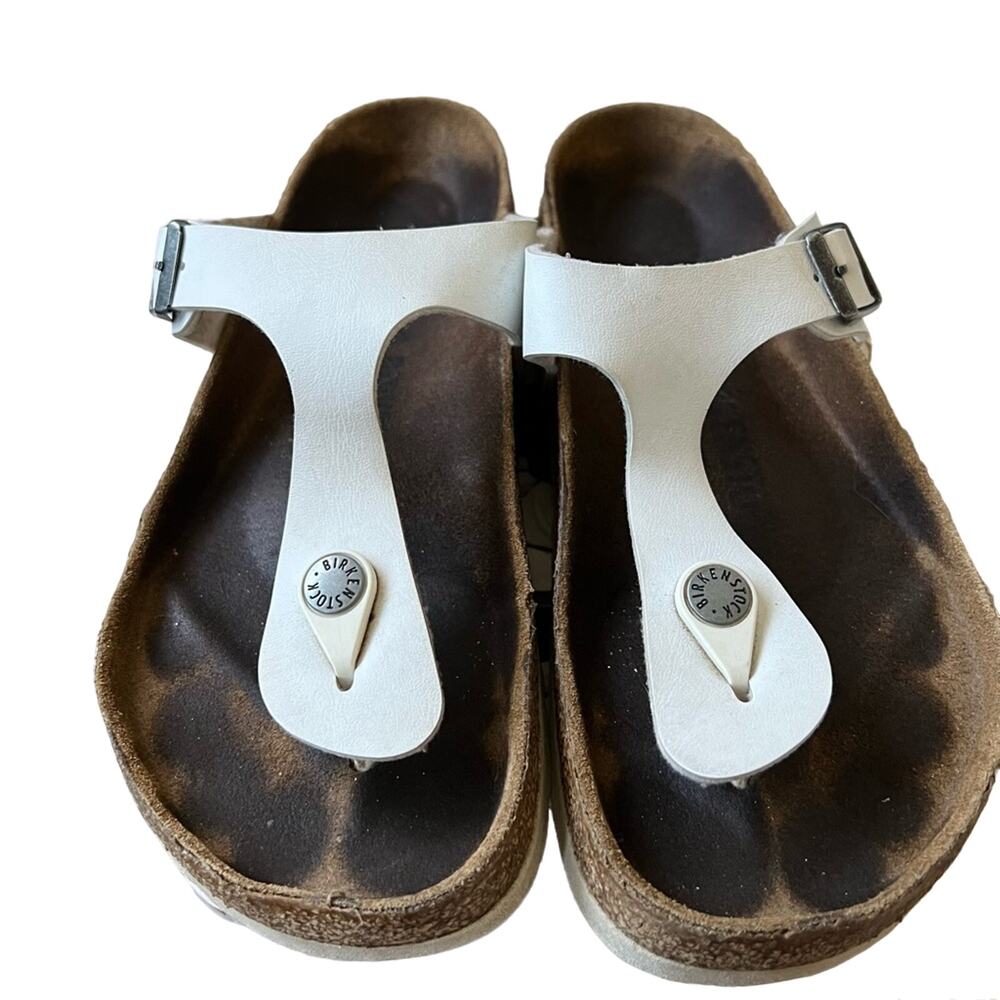 Birkenstock White Leather Sandals Shoes Women’s 7 - Picture 1 of 8